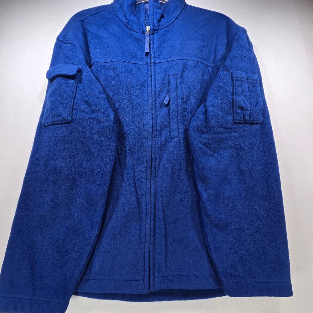 Duluth‎ Trading Co Mens Fleece Jacket Blue Full Zip Utility Pocket Large